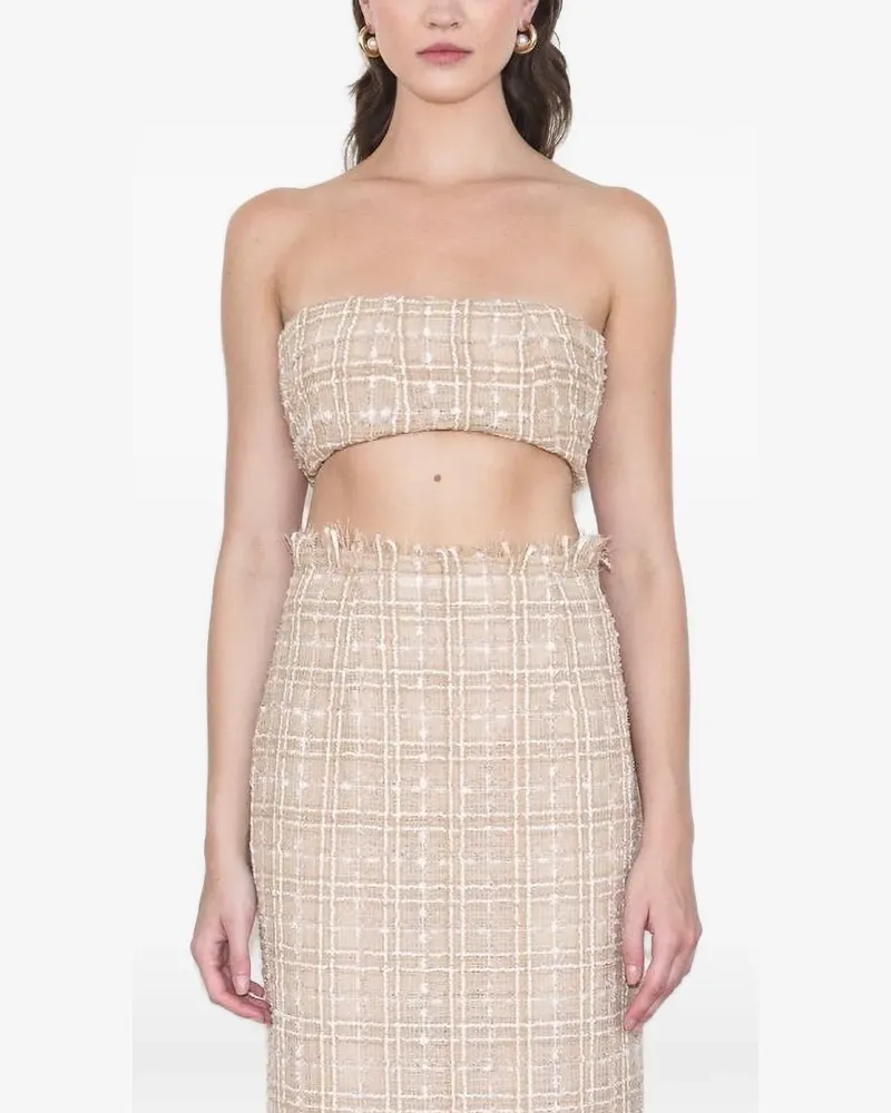 taylor Fleur strapless tweed top - Nude Nude