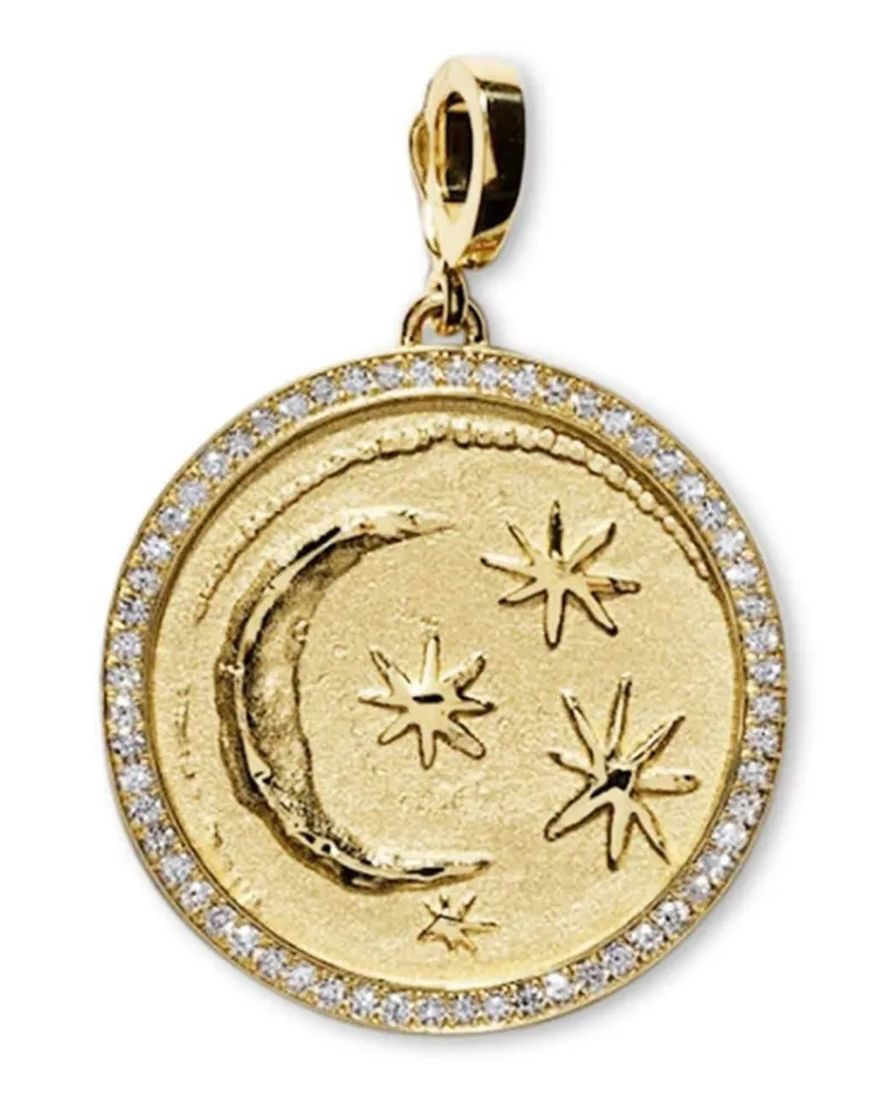 AZLEE 18kt Cosmic Gelbgoldanhänger mit Diamanten Gold