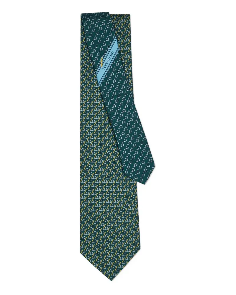 Ferragamo Seidenkrawatte mit Stift-Print - Grün Grün
