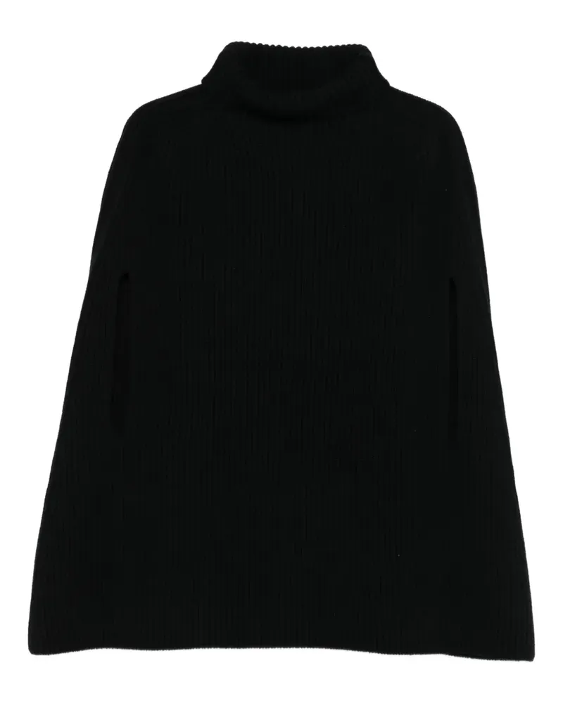 Jil Sander Geripptes Rollkragen-Cape - Schwarz Schwarz