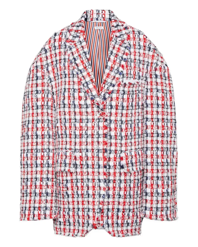 Thom Browne Tweed-Jacke mit Vichy-Karomuster - Rot Rot