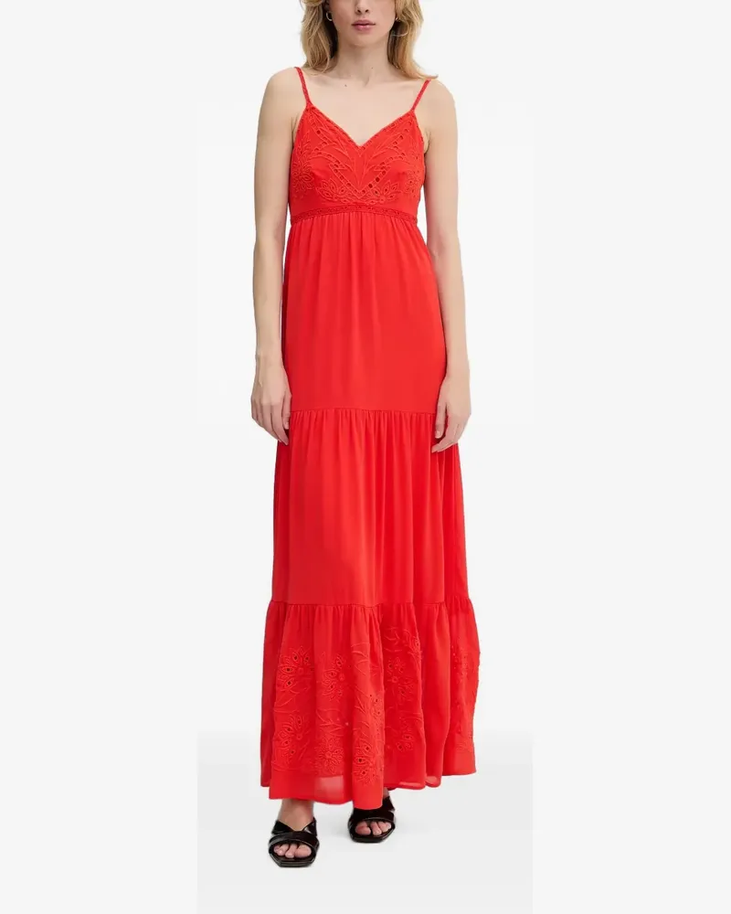 Morgan Kleid mit Lochstickerei - Orange Orange