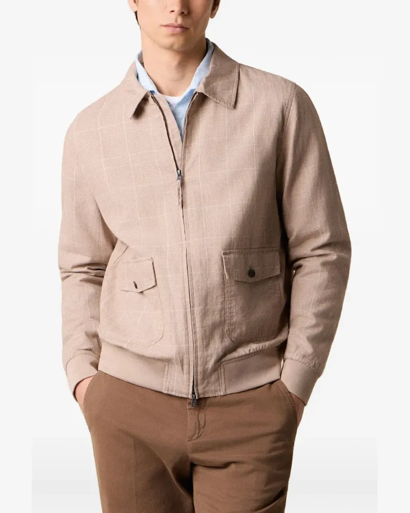 Brooks Brothers Karierte Bomberjacke - Nude Nude
