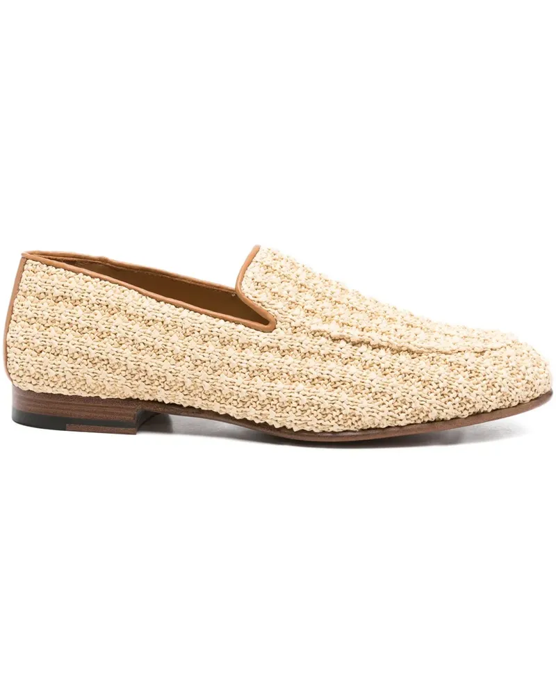 Canali Loafer aus gewebtem Raffiabast - Nude Nude