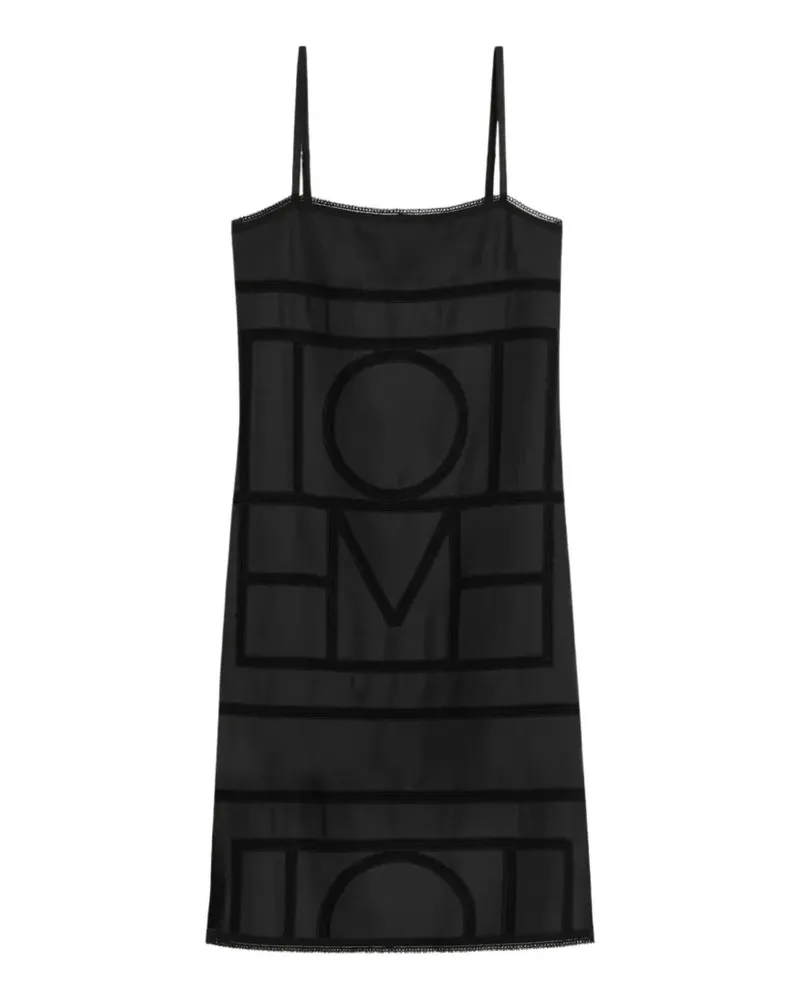 Totême Midikleid mit Monogramm-Besatz - Schwarz Schwarz