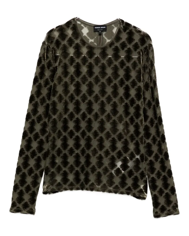 Giorgio Armani geometric-pattern velvet t-shirt - Grün Grün