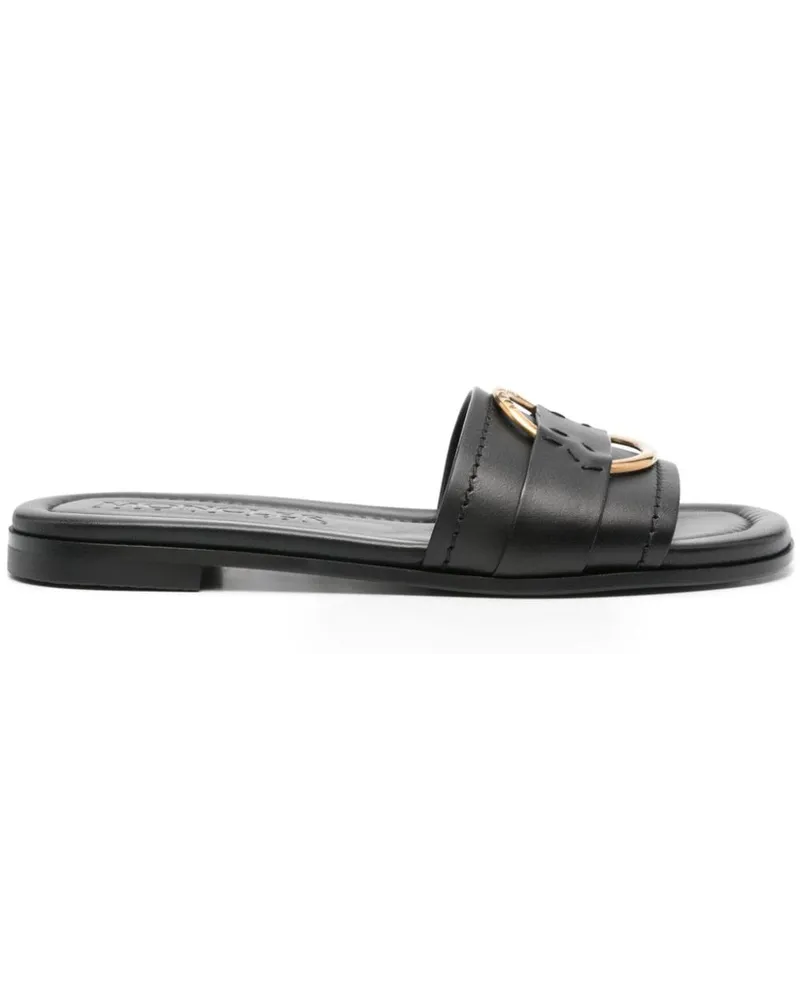 Moncler Bell Pantoletten aus Leder - Schwarz Schwarz