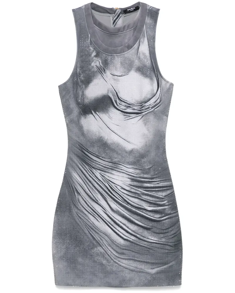 Balmain Minikleid mit Trompe-l'oeil-Print - Grau Grau