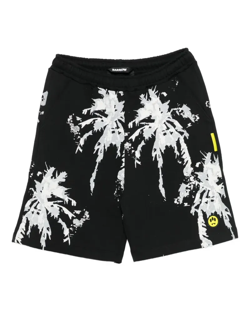 BARROW Kordelzug-Badeshorts mit Palmen-Print - Schwarz Schwarz