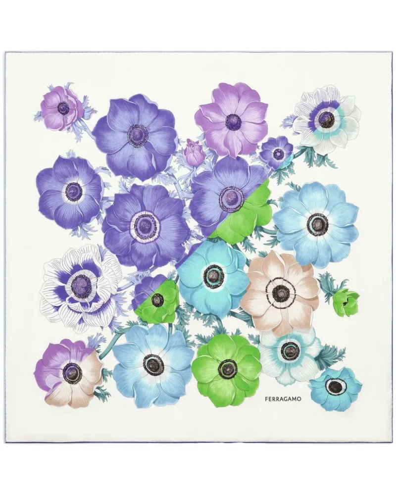 Ferragamo Seidenschal mit Blumen-Print - Violett Violett