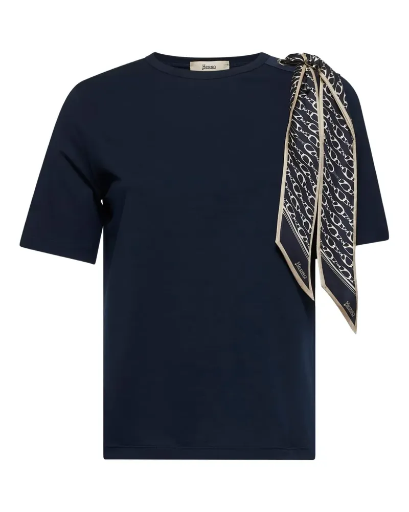 Herno T-Shirt mit Schal-Print - Blau Blau