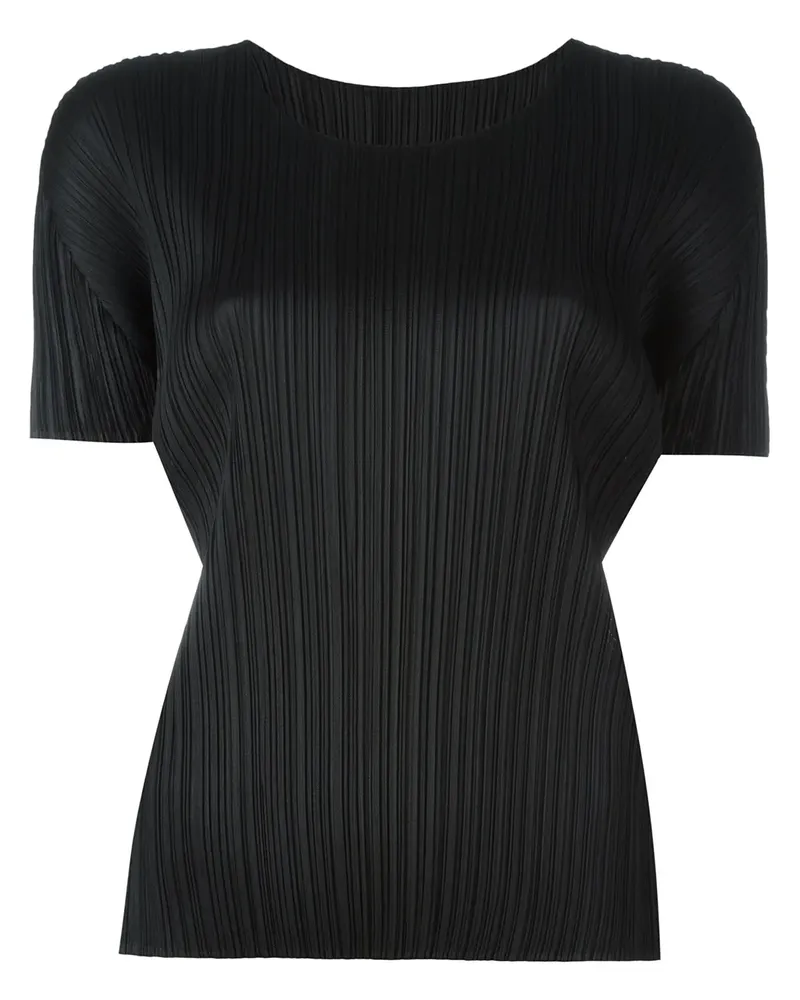 Issey Miyake Geripptes T-Shirt - Schwarz Schwarz