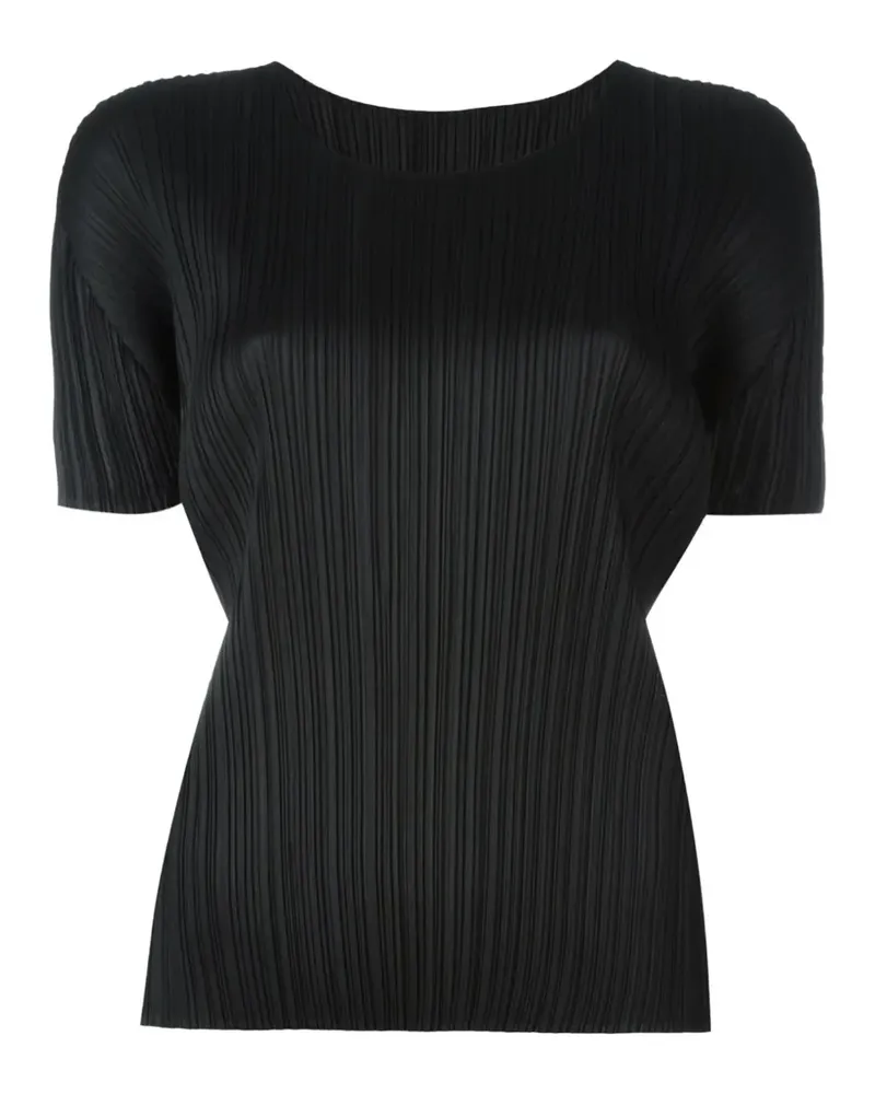 Issey Miyake Geripptes T-Shirt - Schwarz Schwarz