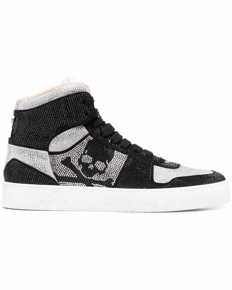 Philipp Plein High-Top-Sneakers mit Strass - Schwarz Schwarz