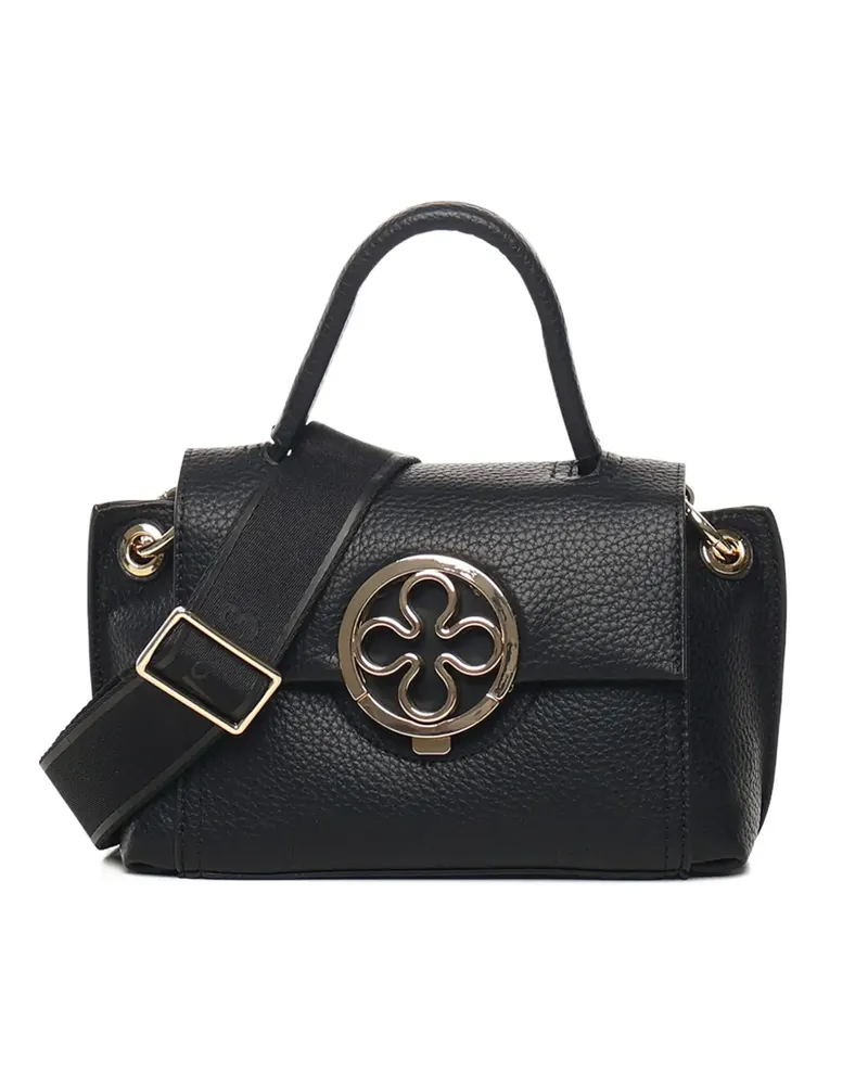 V°73 Federica V Schultertasche mit Logo-Schild - Schwarz Schwarz