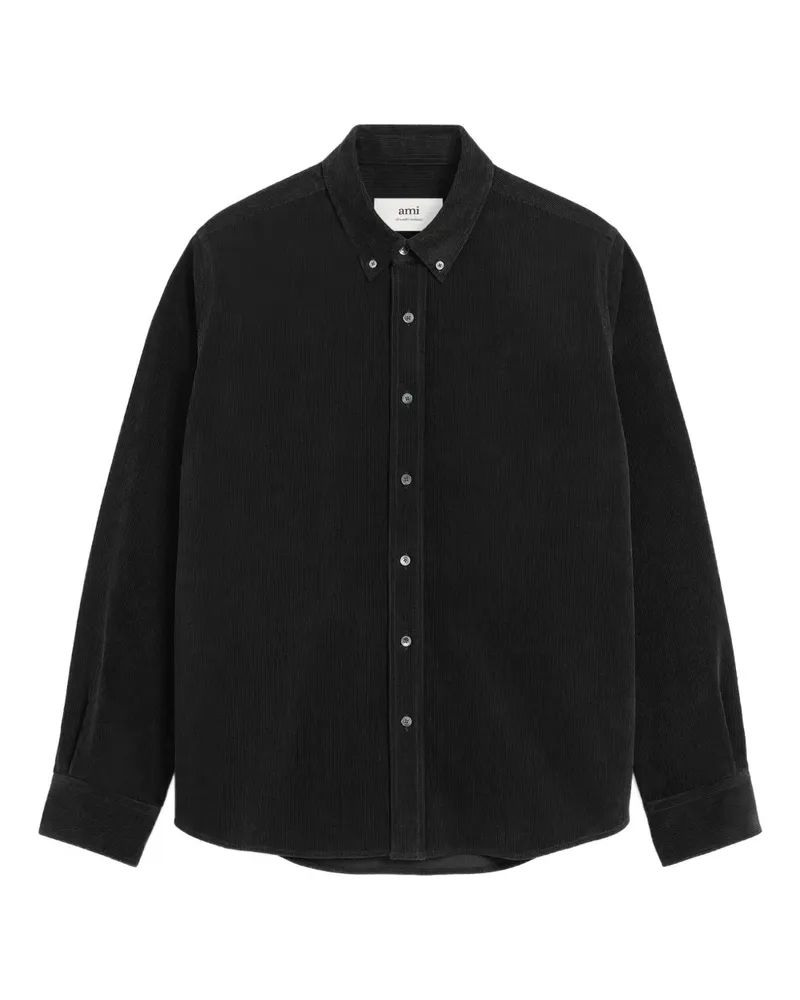 AMI Paris Ami de Coeur Hemd aus Cord - Schwarz Schwarz