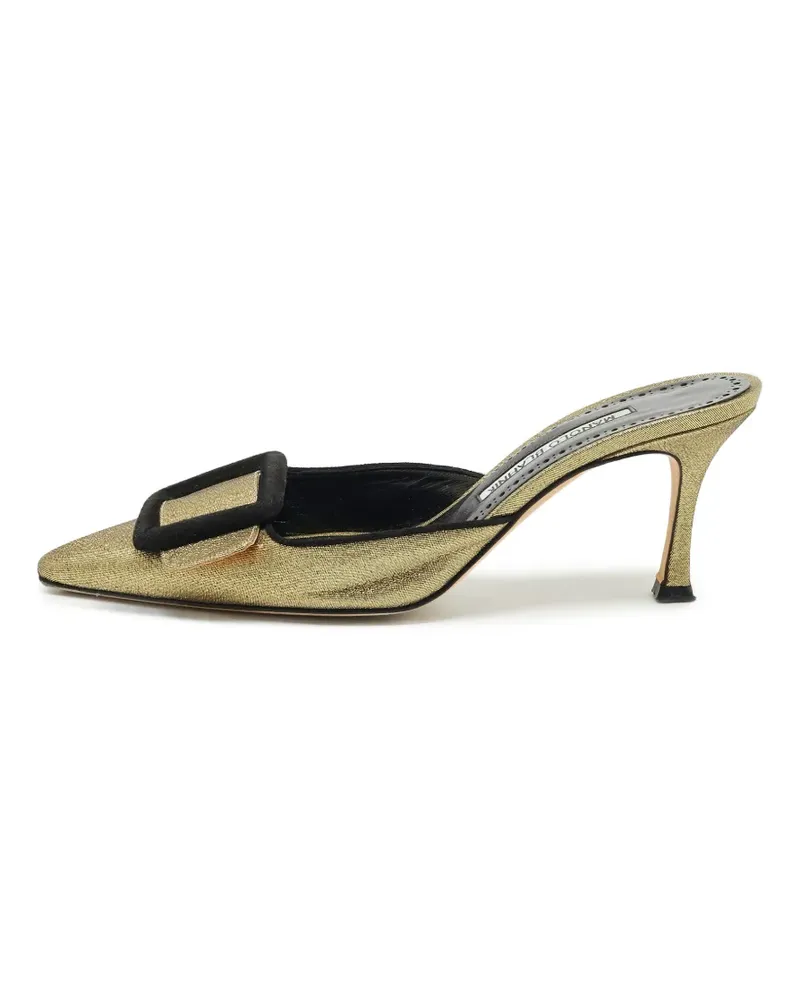 Manolo Blahnik Maysale Mules mit Schnalle - Gold Gold