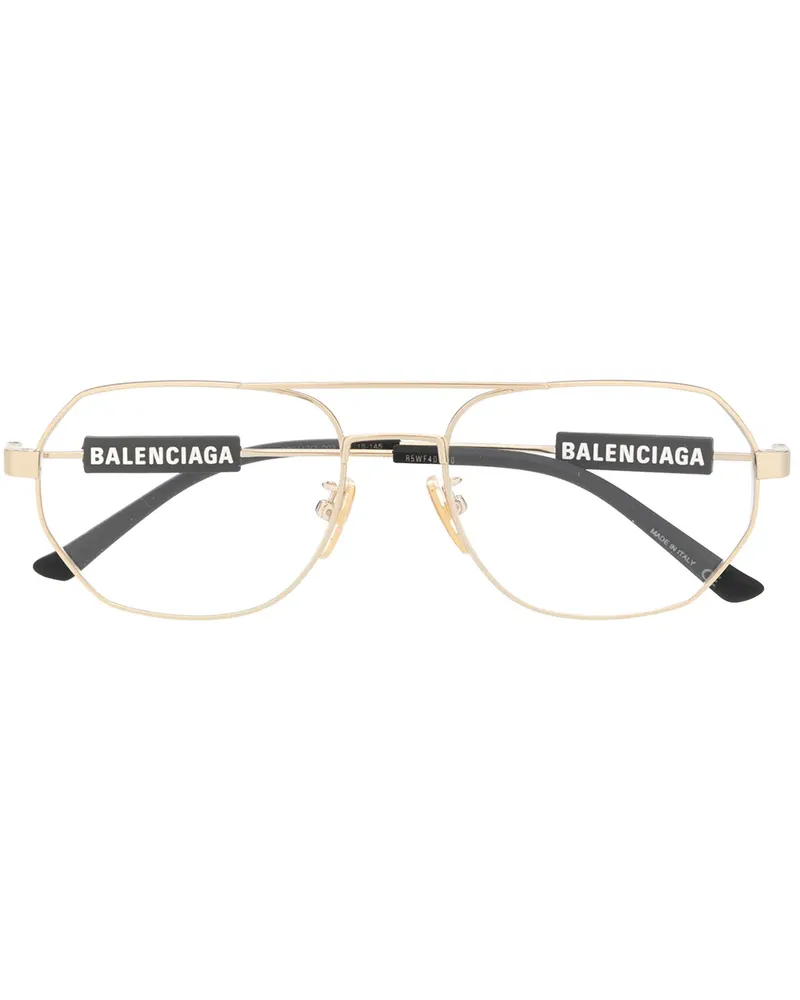 Balenciaga Pilotenbrille mit Logo - Schwarz Schwarz