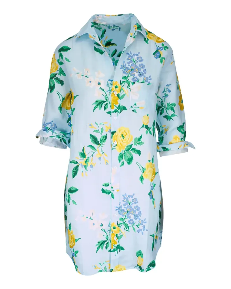 Frank & Eileen Mary floral-print shirt mini dress - Blau Blau