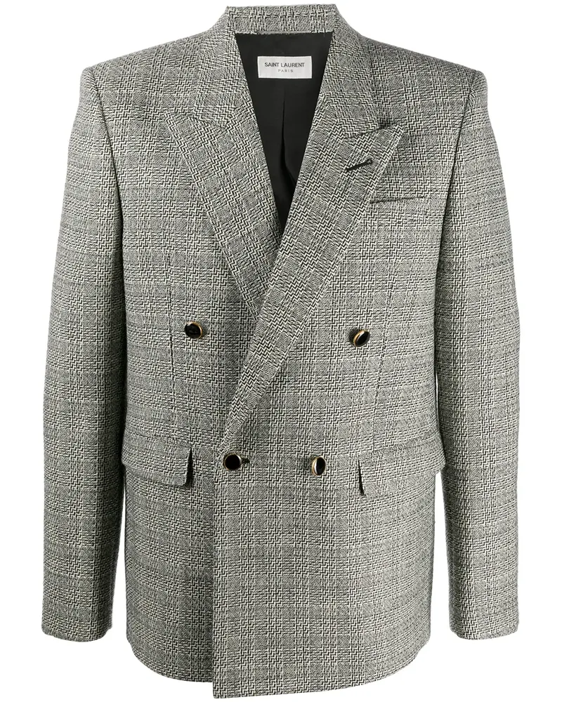 Saint Laurent deconstructed check double-breasted blazer - Nude Nude