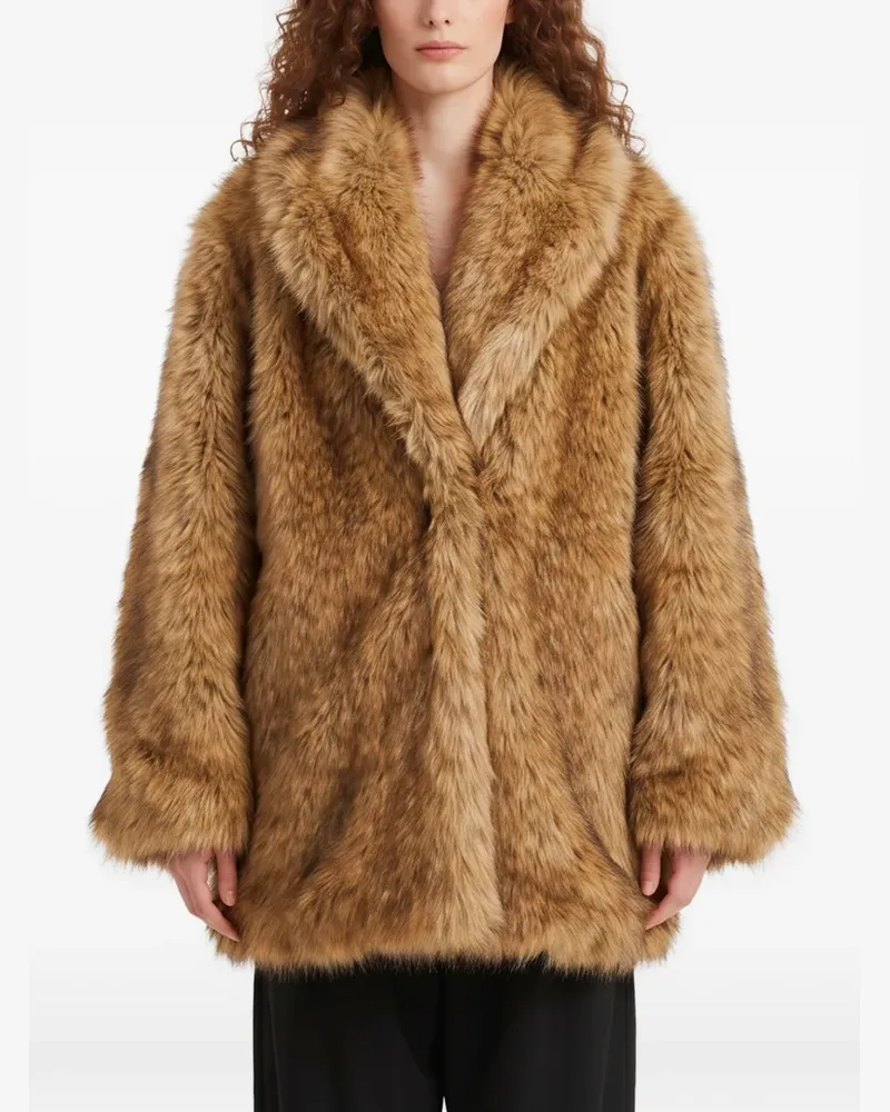 FRANKIE Shop Kurzer brauner Belle Mantel aus Faux Fur Braun
