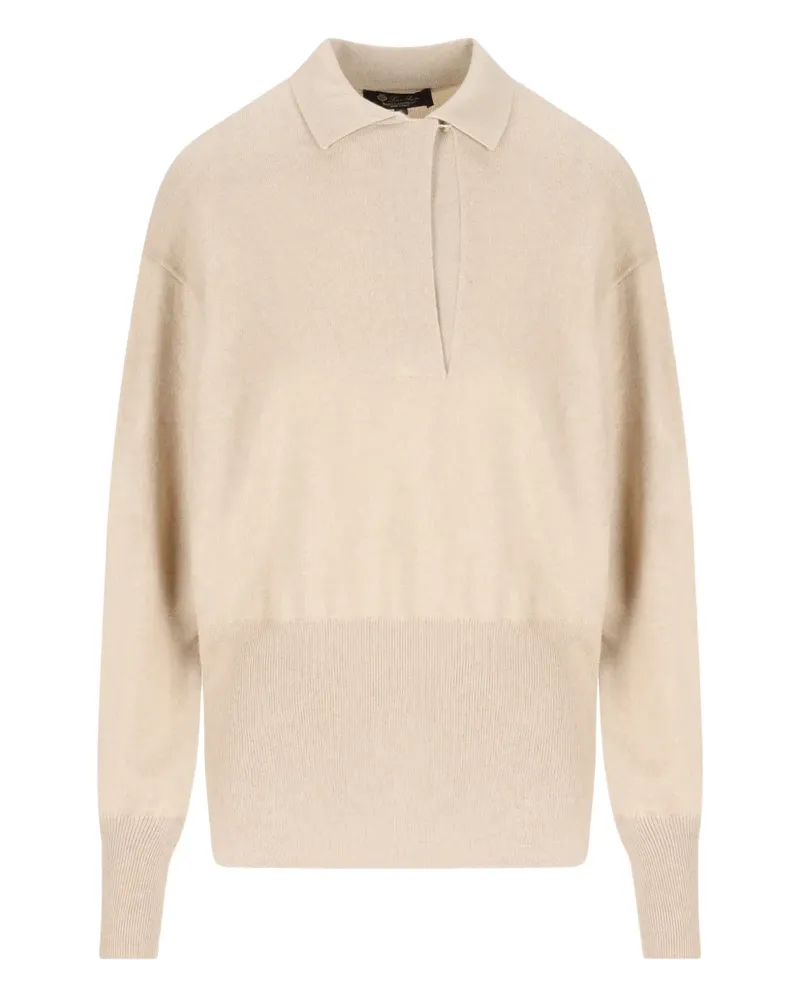 Loro Piana Geripptes Poloshirt - Nude Nude