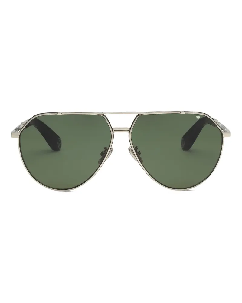Philipp Plein Pilotenbrille mit Doppelsteg - Silber Silber
