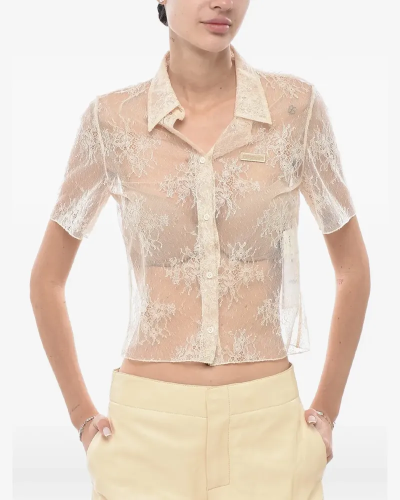 OFF-WHITE lace bowling shirt Romantic - Nude Nude