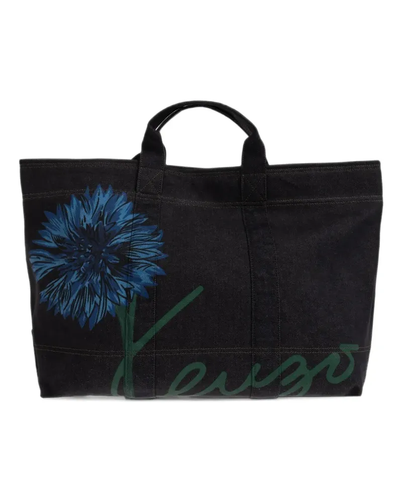Kenzo Jeans-Tote Bag mit Blumenmotiv - Schwarz Schwarz
