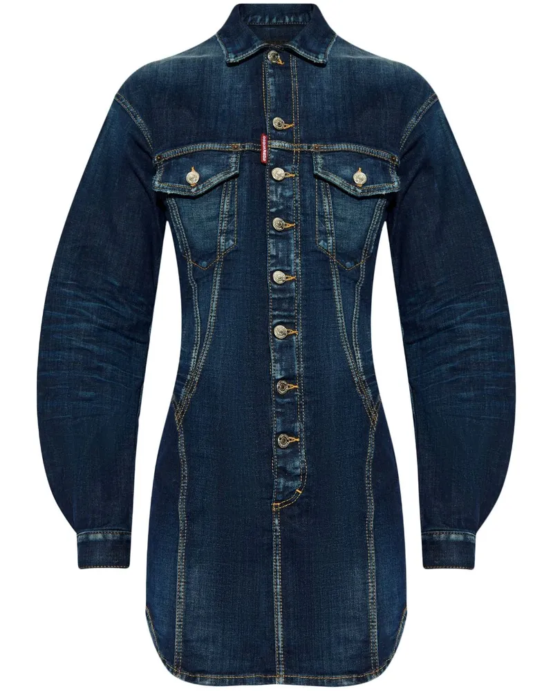 Dsquared2 Jeans-Minikleid mit Logo-Patch - Blau Blau
