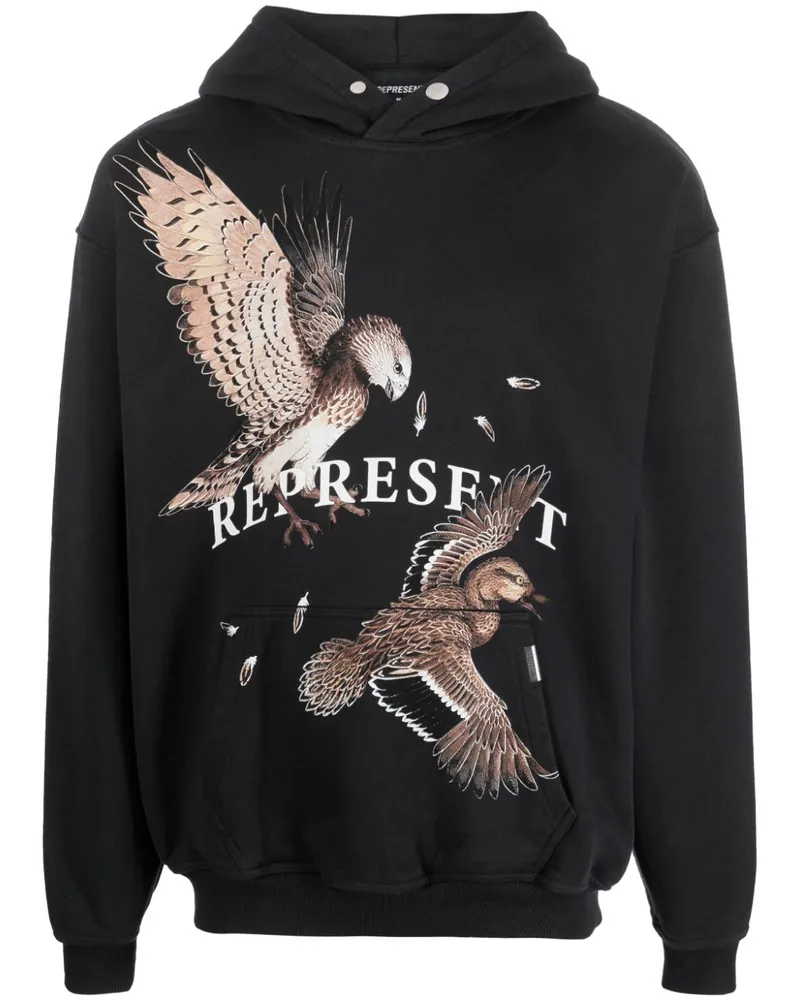 REPRESENT Hoodie mit grafischem Print Schwarz