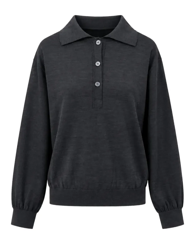 Liviana Conti Langärmeliger Pullover mit Polokragen - Grau Grau