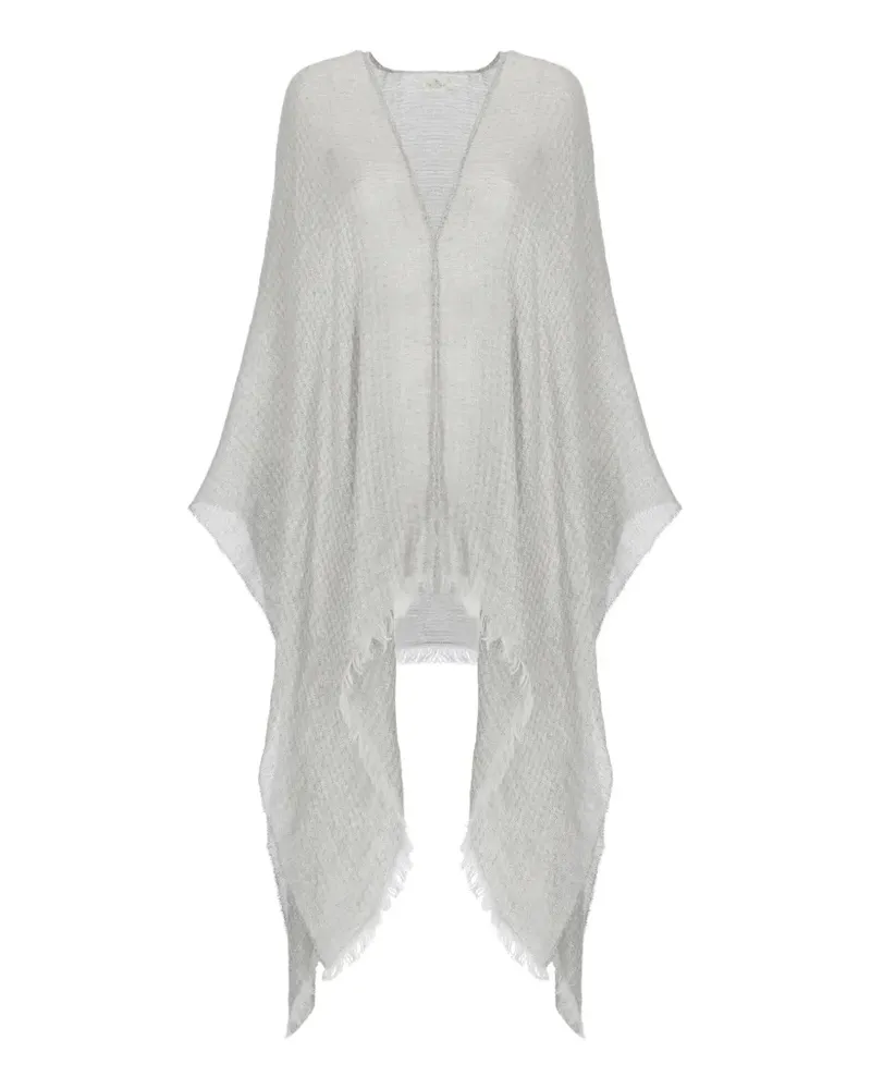 PANICALE Cashmere lurex-pattern frayed poncho - Grau Grau