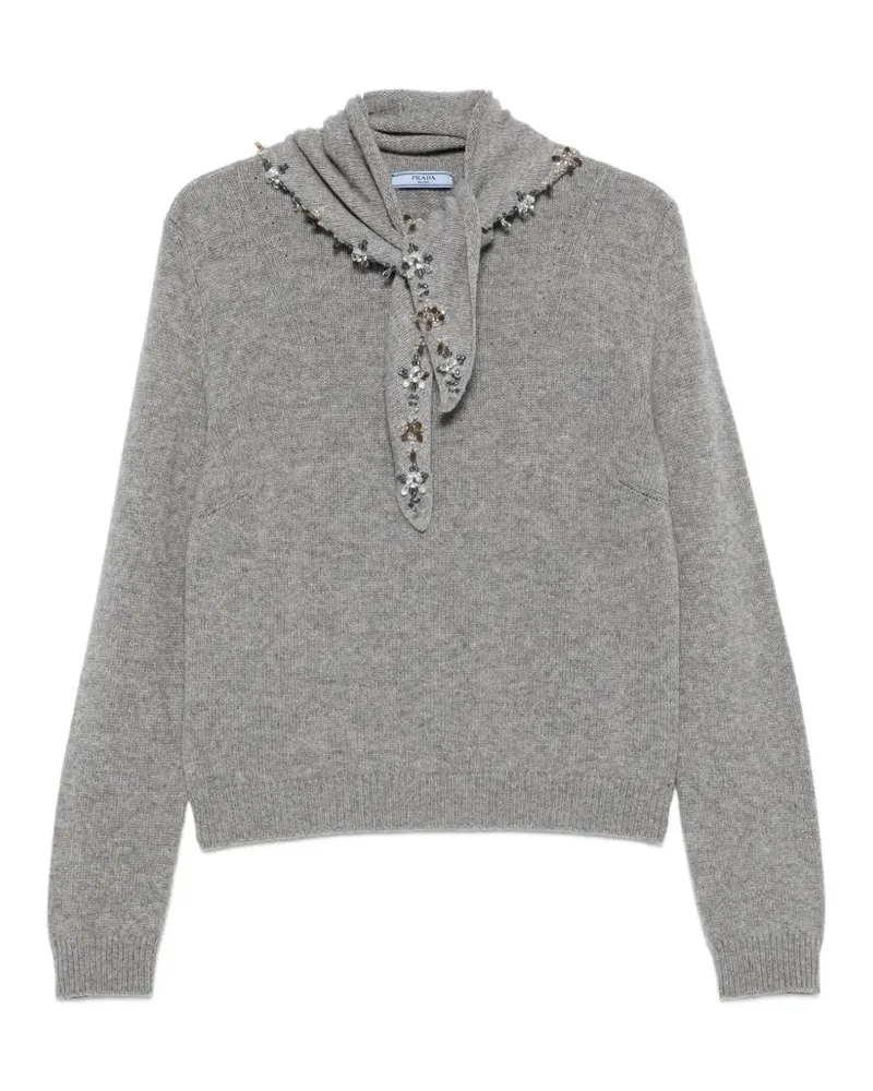 Prada crystal-embellished cashmere sweater - Grau Grau