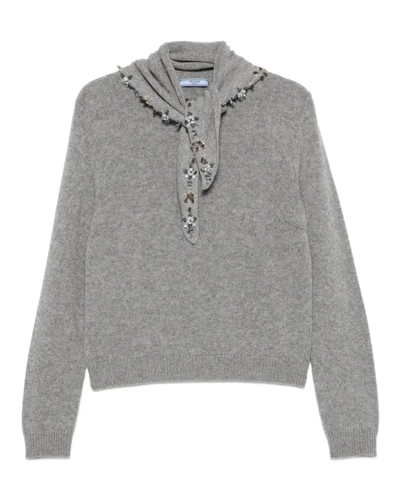Prada Kaschmirpullover mit Kristallen - Grau Grau