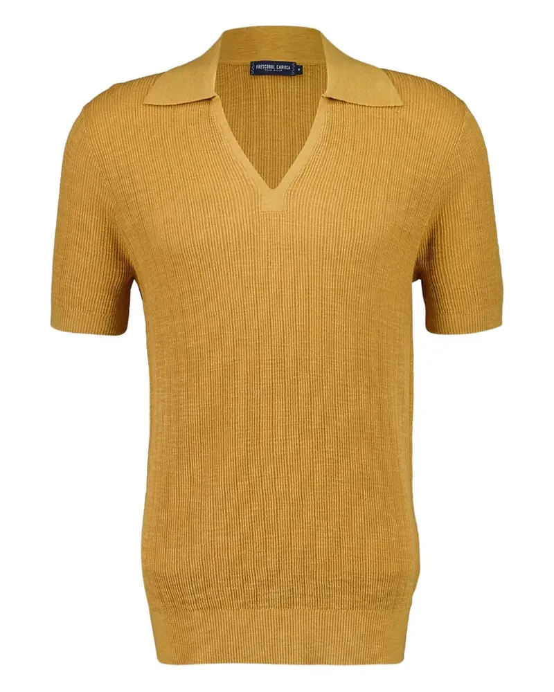 Frescobol Carioca Geripptes Joaquim Poloshirt mit V-Ausschnitt - Orange Orange