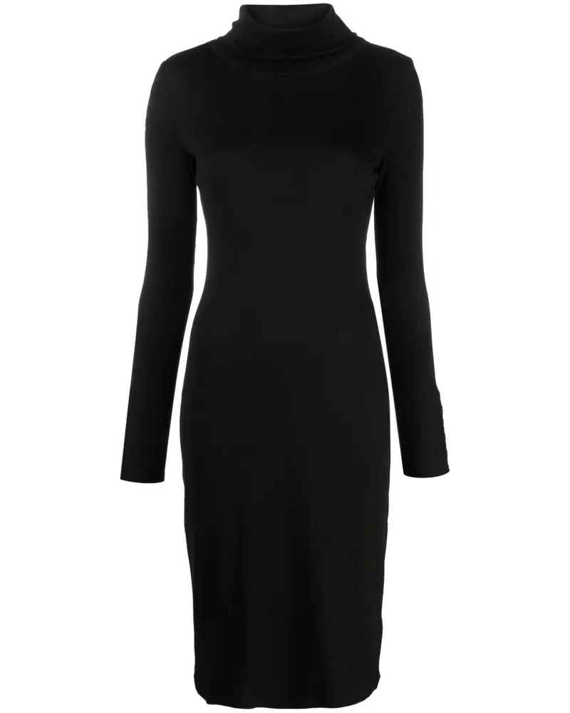 Ralph Lauren Geripptes Midikleid - Schwarz Schwarz