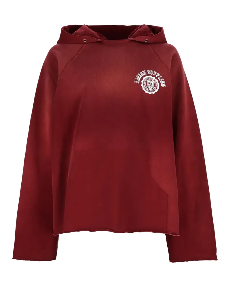 Amish logo-print raglan-sleeve hoodie - Rot Rot