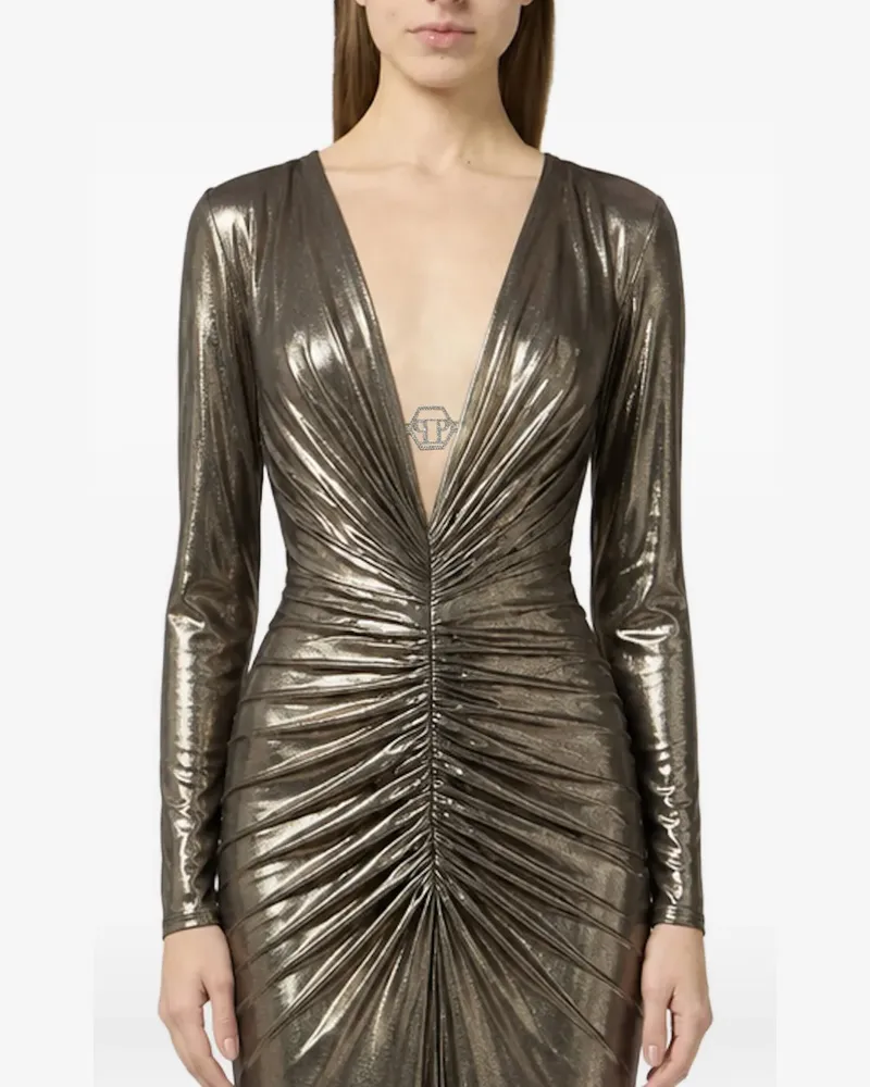 Philipp Plein shiny long dress - Gold Gold