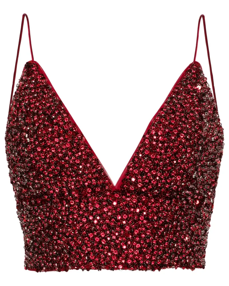 Alice + Olivia Carli Oberteil mit Kristallen - Rot Rot
