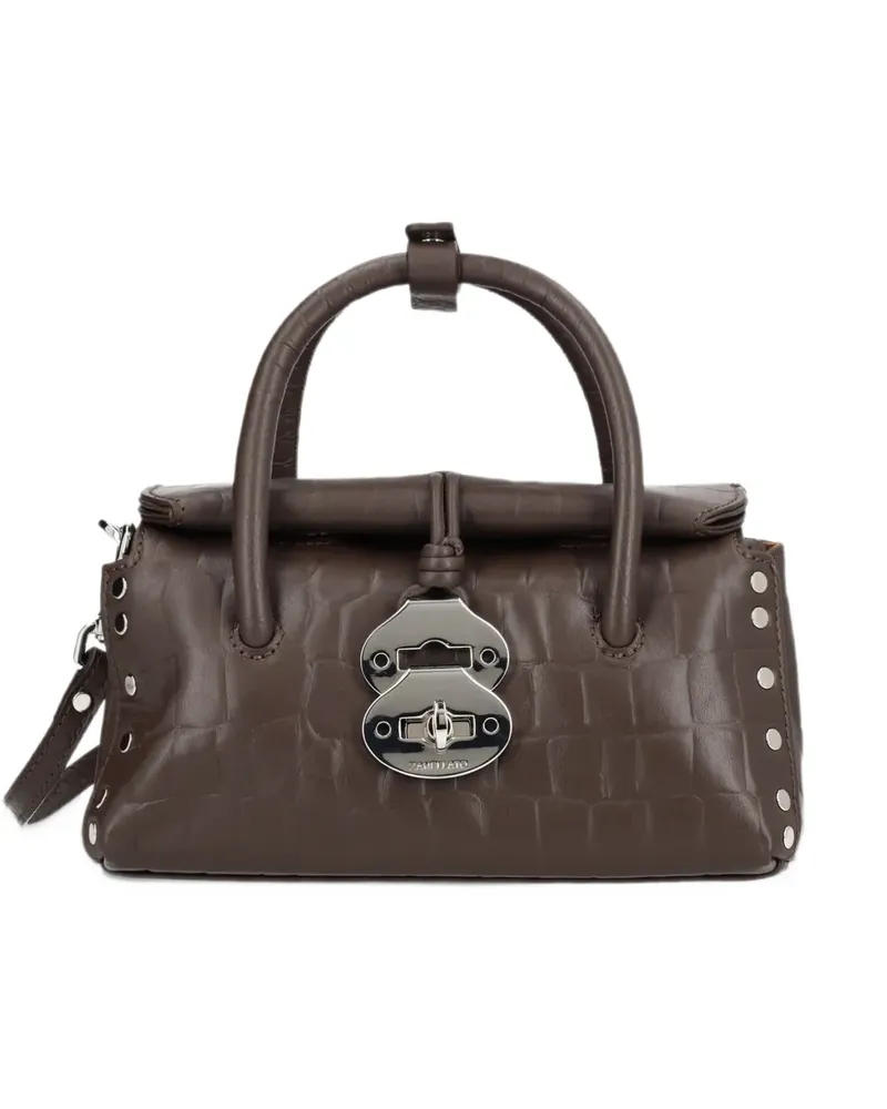 Zanellato croc-effect studded shoulder bag - Braun Braun