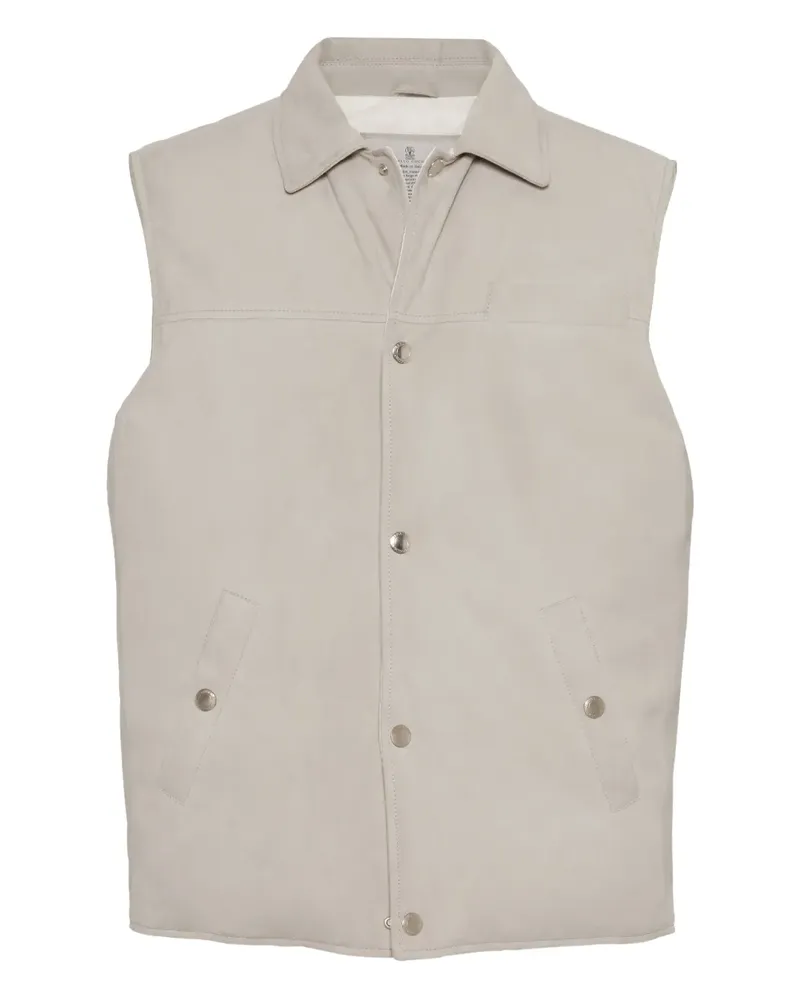 Brunello Cucinelli Daunenweste aus Wildleder - Nude Nude