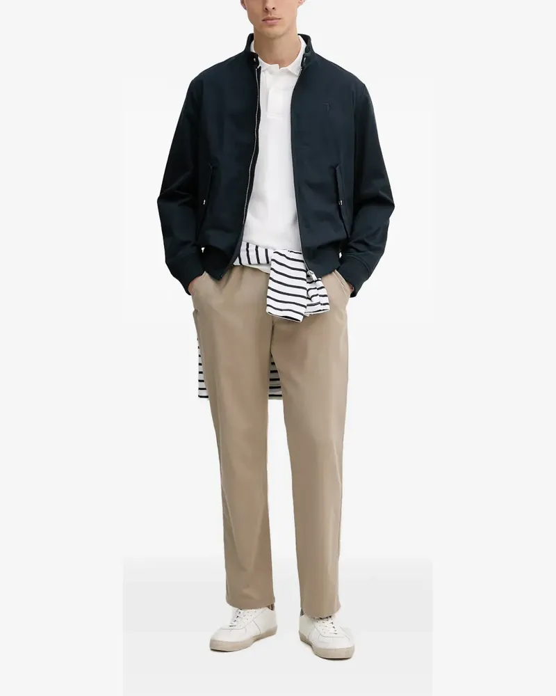 Trussardi logo-embroidered high-neck jacket - Blau Blau