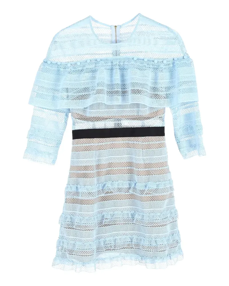 Self-Portrait stripe grid lace mini dress - Blau Blau