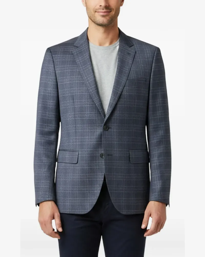 HUGO BOSS The James4 single-breasted check-pattern wool blazer - Blau Blau