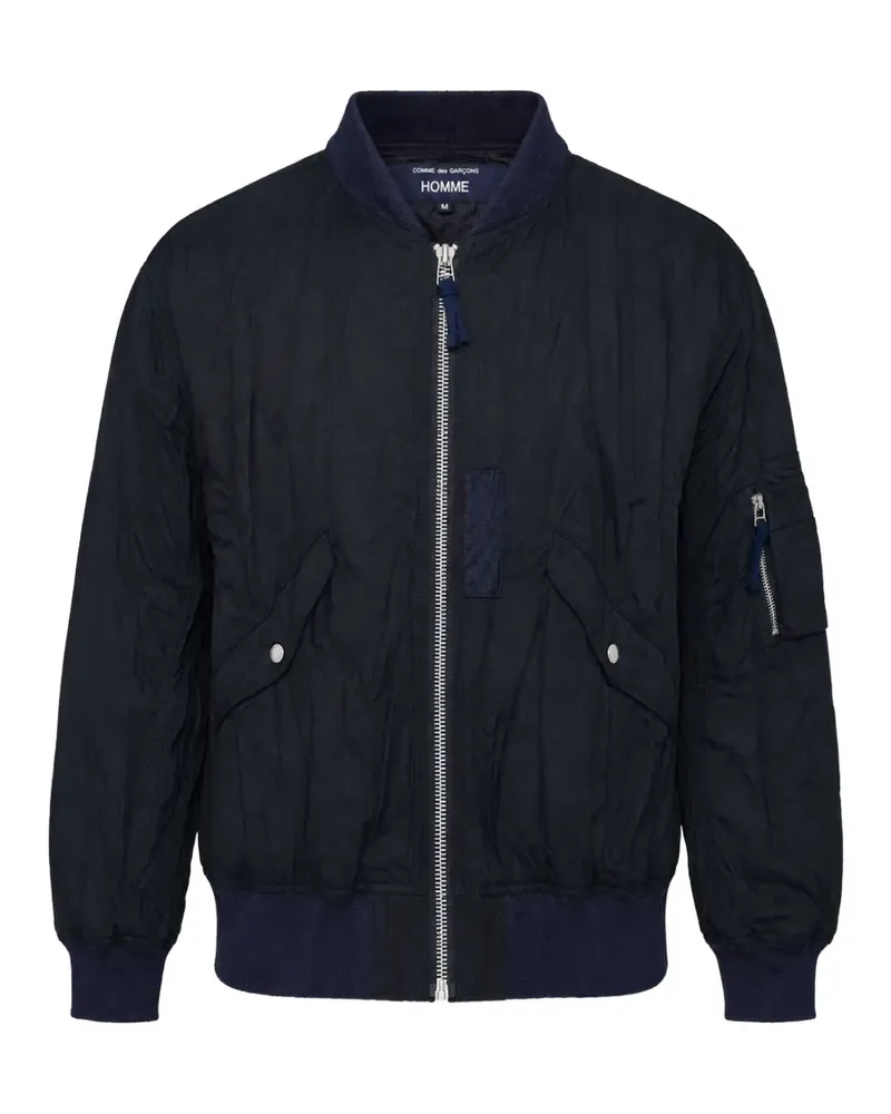 Comme des Garçons crinkled zip-up bomber jacket - Blau Blau