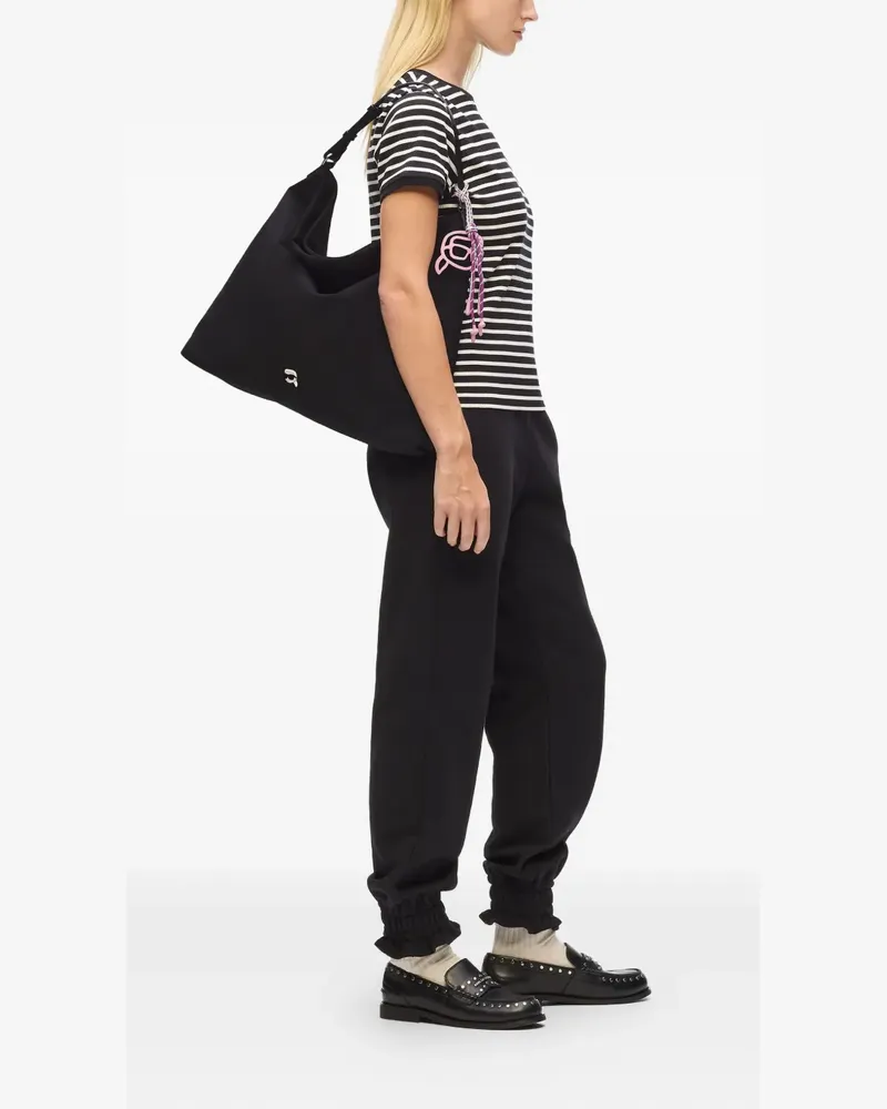 Karl Lagerfeld Ikon Schultertasche mit Logo-Schild - Schwarz Schwarz