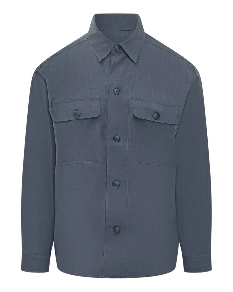 HUGO BOSS button-up chest-pocket overshirt - Blau Blau