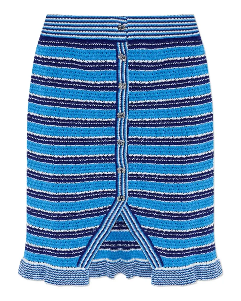 Ganni striped ruffled midi skirt - Blau Blau