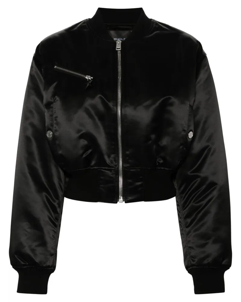 Thierry Mugler Gefütterte Cropped-Bomberjacke - Schwarz Schwarz